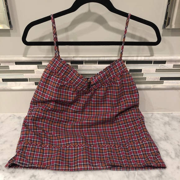 J. Crew Tops - J Crew Pink / Orange / Blue / White Plaid Tank Top